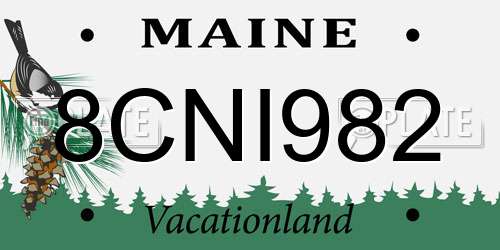 8CNI982 Maine License Plate