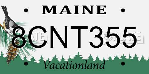 8CNT355 Maine License Plate