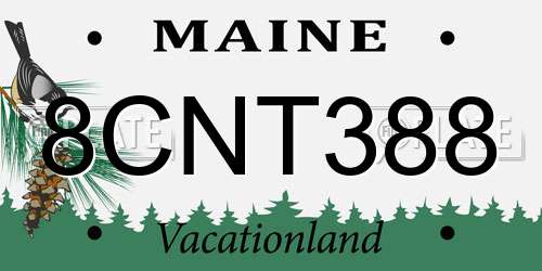 8CNT388 Maine License Plate