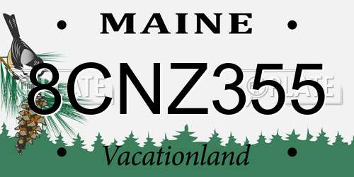 8CNZ355 Maine License Plate