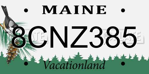 8CNZ385 Maine License Plate