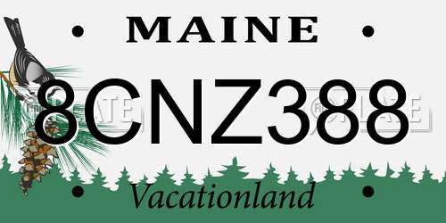 8CNZ388 Maine License Plate