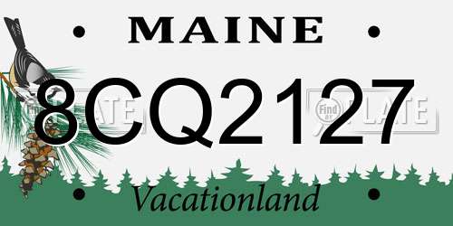 8CQ2127 Maine License Plate