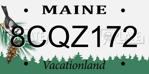 8CQZ172 Maine License Plate