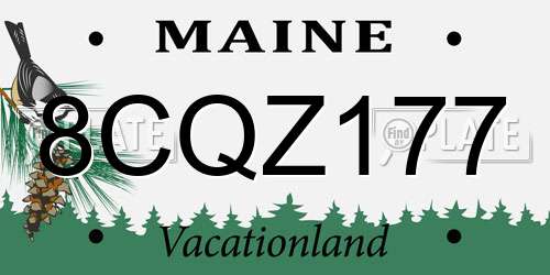8CQZ177 Maine License Plate