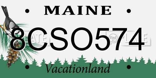 8CSO574 Maine License Plate