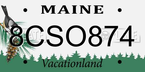 8CSO874 Maine License Plate