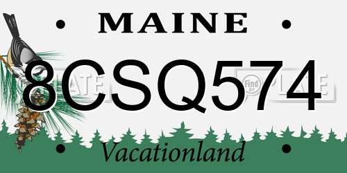 8CSQ574 Maine License Plate