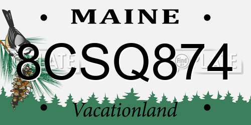 8CSQ874 Maine License Plate