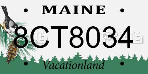 8CT8034 Maine License Plate