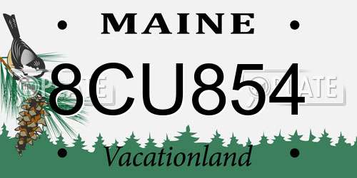 8CU854 Maine License Plate