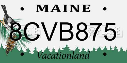 8CVB875 Maine License Plate
