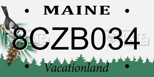 8CZB034 Maine License Plate