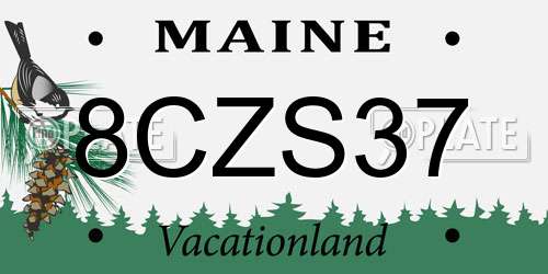 8CZS37 Maine License Plate