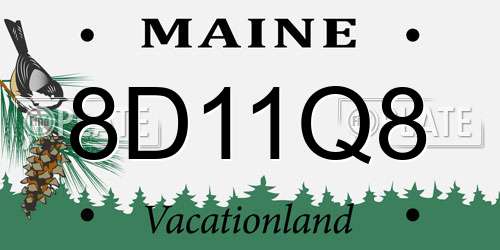 8D11Q8 Maine License Plate
