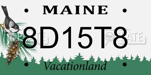 8D15T8 Maine License Plate
