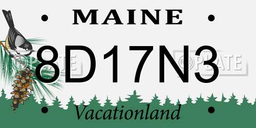 8D17N3 Maine License Plate
