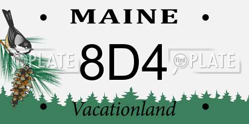 8D4 Maine License Plate