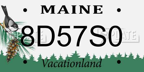 8D57S0 Maine License Plate