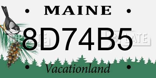 8D74B5 Maine License Plate