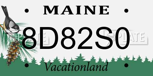 8D82S0 Maine License Plate