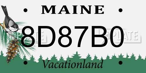 8D87B0 Maine License Plate