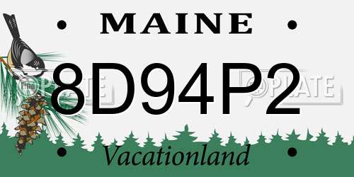 8D94P2 Maine License Plate