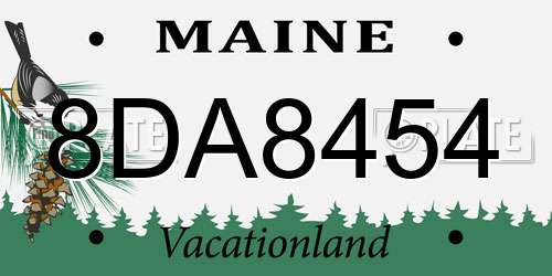 8DA8454 Maine License Plate