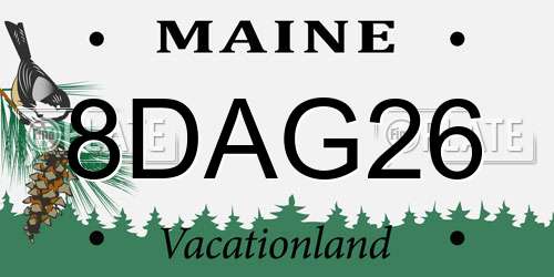 8DAG26 Maine License Plate
