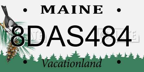 8DAS484 Maine License Plate