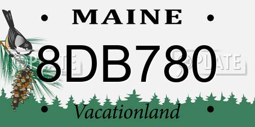 8DB780 Maine License Plate
