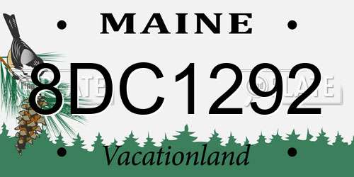 8DC1292 Maine License Plate