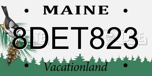 8DET823 Maine License Plate