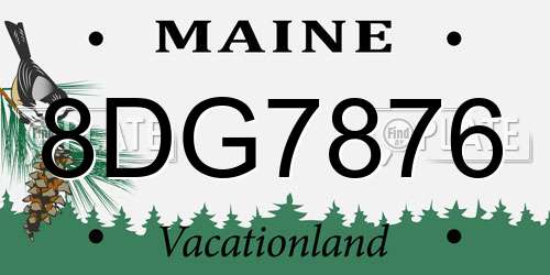8DG7876 Maine License Plate