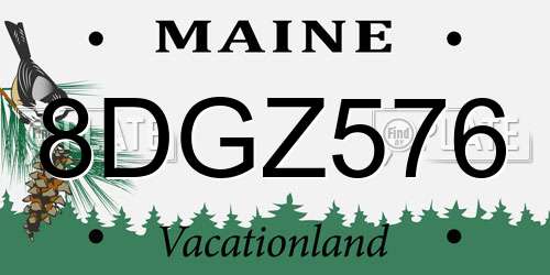 8DGZ576 Maine License Plate