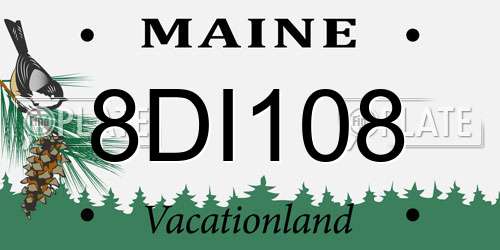 8DI108 Maine License Plate