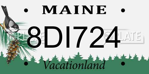 8DI724 Maine License Plate
