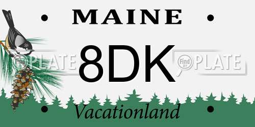 8DK Maine License Plate