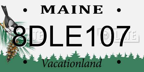 8DLE107 Maine License Plate