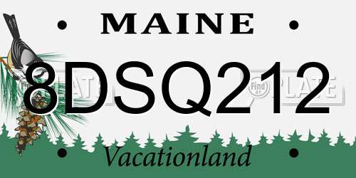 8DSQ212 Maine License Plate