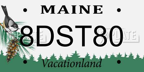 8DST80 Maine License Plate