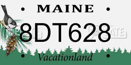 8DT628 Maine License Plate