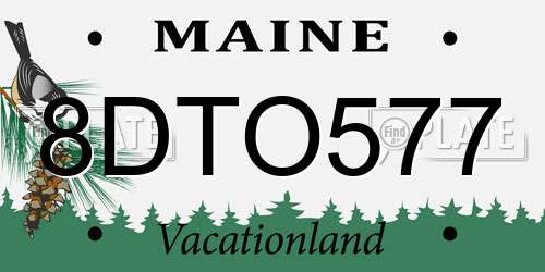 8DTO577 Maine License Plate