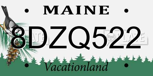 8DZQ522 Maine License Plate