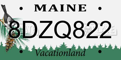 8DZQ822 Maine License Plate