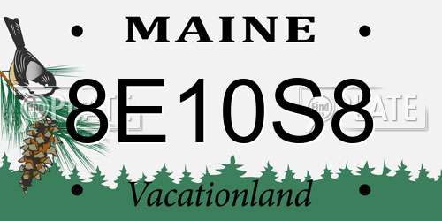 8E10S8 Maine License Plate