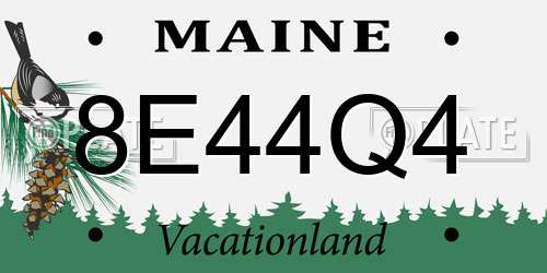8E44Q4 Maine License Plate