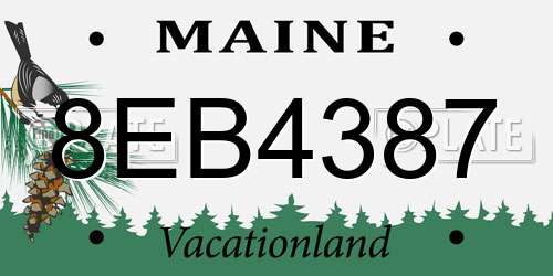 8EB4387 Maine License Plate