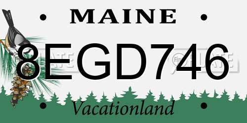 8EGD746 Maine License Plate