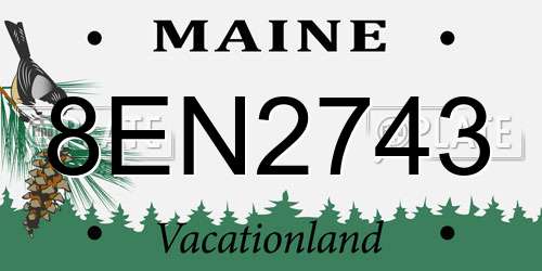 8EN2743 Maine License Plate